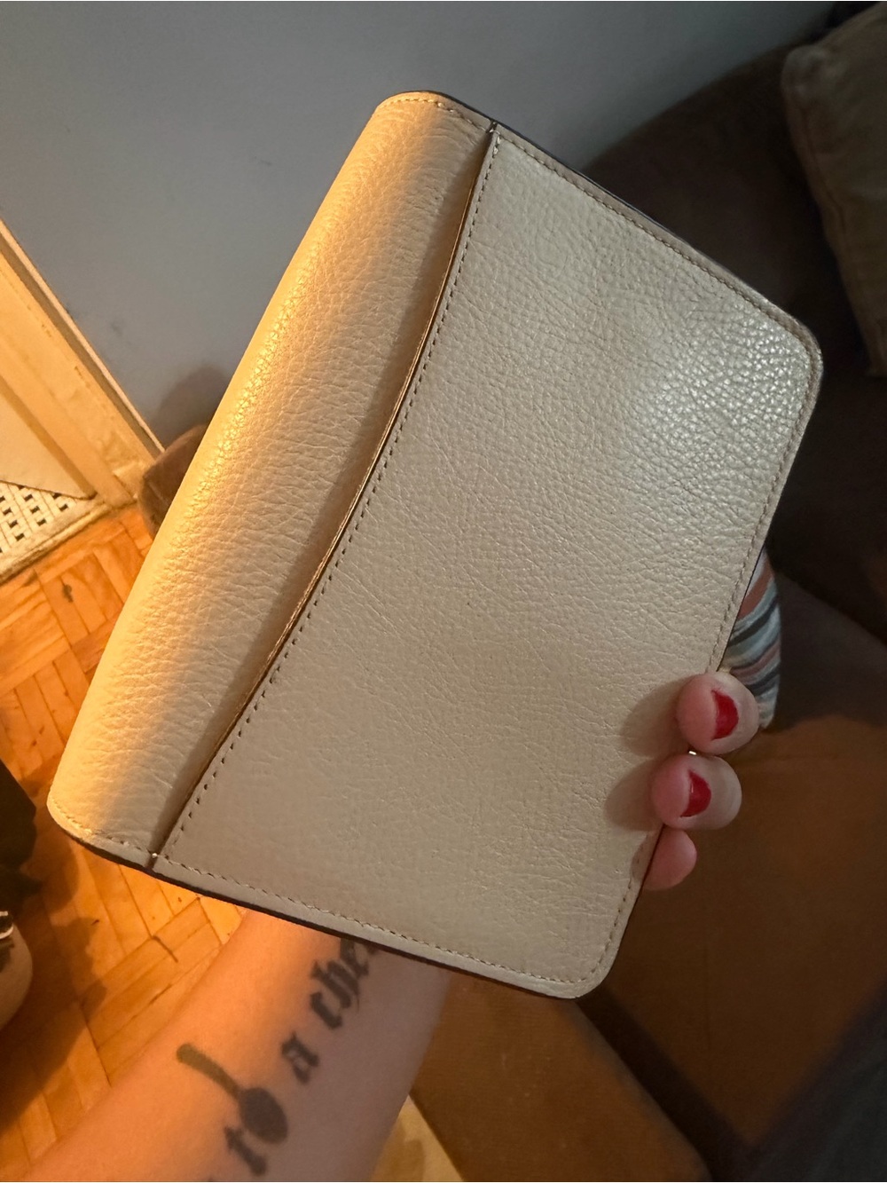 Coach JLo Small Pebbled Leather Crossbody in Light Beige with Gold Turn-Lock - Picture 3 of 6
